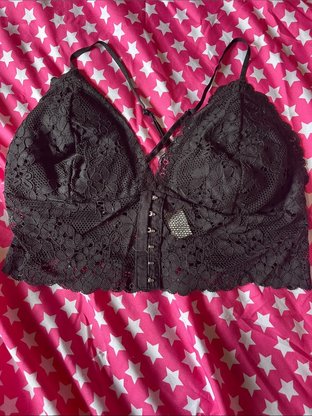 Bozzolo Black Lace Longline Bralette with Front Hook Detail